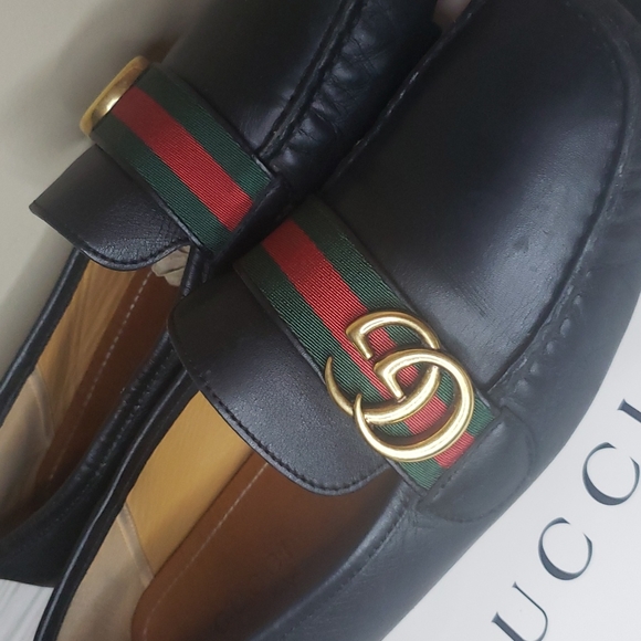Gucci Web Leather GG Driving Loafers - Picture 3 of 5